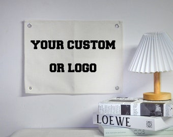 Custom Canvas Banner, Custom Business Name Fabric Banner, Business Logo Banner, Custom Wall Flag<font Freshman>