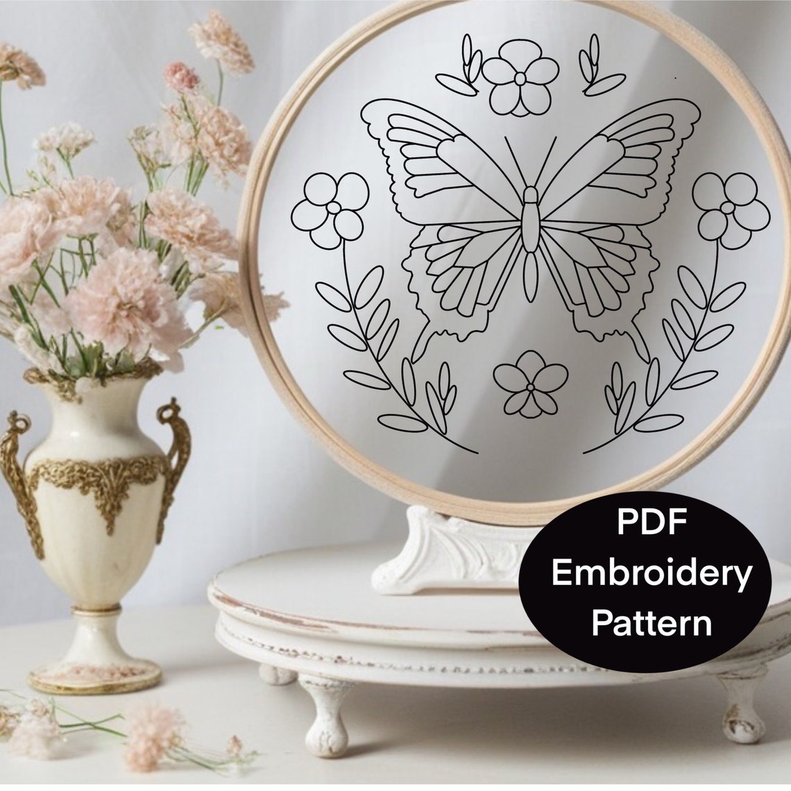 Butterfly Embroidery PDF Pattern. 7 Sizes From 3 to 8 Inch &amp; A4 for ...