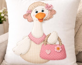 Charming Cottagecore Silly Goose Applikation Aufnäher - PDF Schnittmuster (Quiltblock, Kissen, T-Shirt, Tasche)