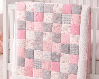 Very Easy Baby Quilt Pattern PDF|Beginner Precut Charm Square Quilt, Modern Baby Quilt. Baby-Dusche-Quilt
