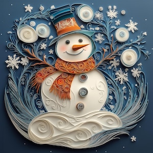 Digital Snowman Quilling Art - Winter Printable Wall Decor - INSTANT ...