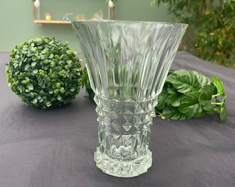 Große Vintage-VASE aus transparentem Formglas