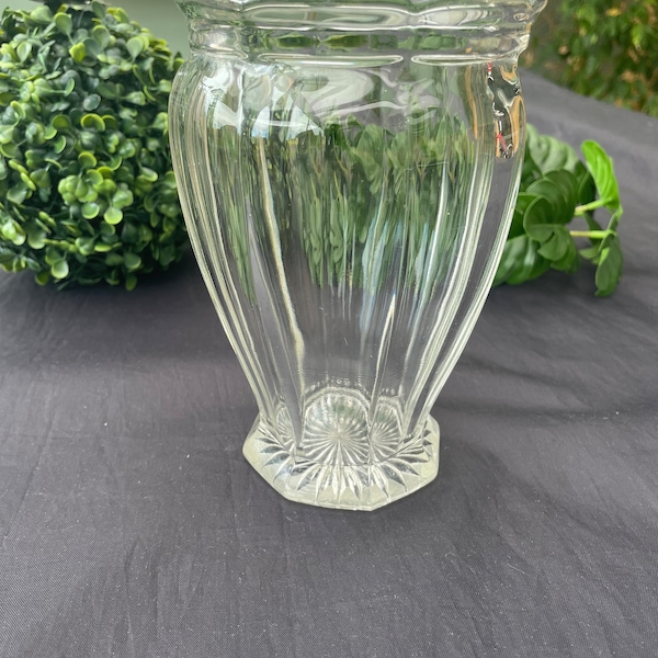 wide neck fluted glass vase