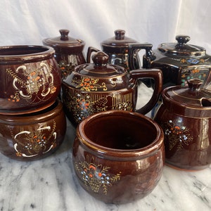 Vintage moriage hand-painted tea set, Japan