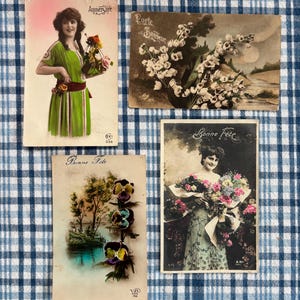 Collection of Four Vintage French Postcards