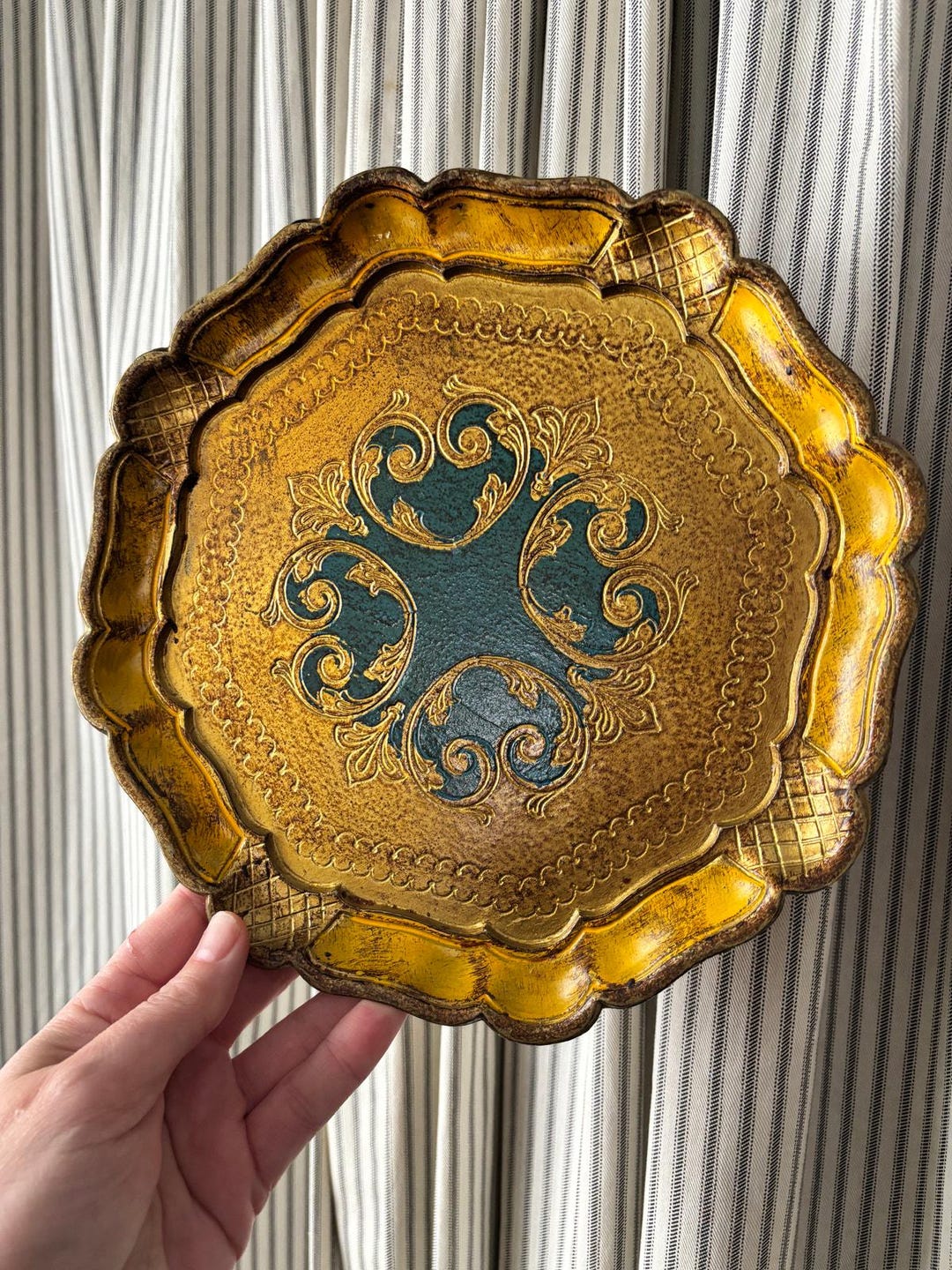 Octagonal Blue and Gold Florentine Tray 9.5 Inch - Etsy