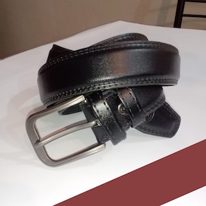 Double Stitched Leather Belt Set, Leather Belt Set Black And Dark Brown, Leather Belt Gift Box, Premium Genuine Leather Belts for Men