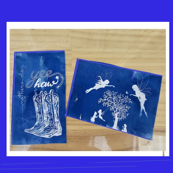 Personalised Cyanotype Sun printing Mothers day print stencil.Set of 50+ stencil images big and small. Also included A5 size sun sheets kit.