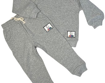 Custom Engraved Kids Jogger Set - Gray