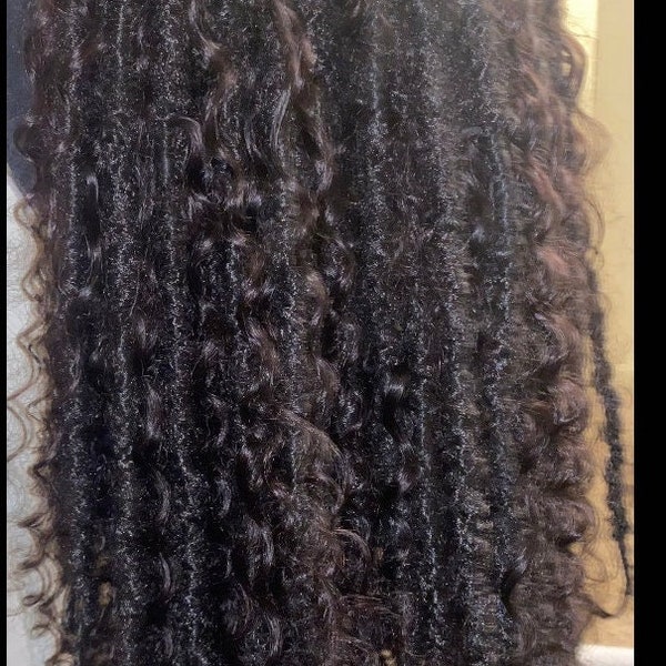 distressed boho locs with human hair deep wave curls (20 Locs per bundle)