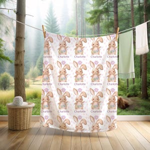 Personalized Easter Bunny Blanket: Custom Name Baby Blanket
