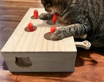 Wooden 'Whack A Mole' Cat Pawzle Box Game