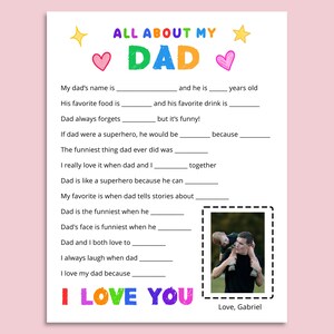 All About My Dad Fathers Day Printable | Father's Day Gift | Funny Dad Questionnaire | Father's Day Personalized Gift | Instant Download
