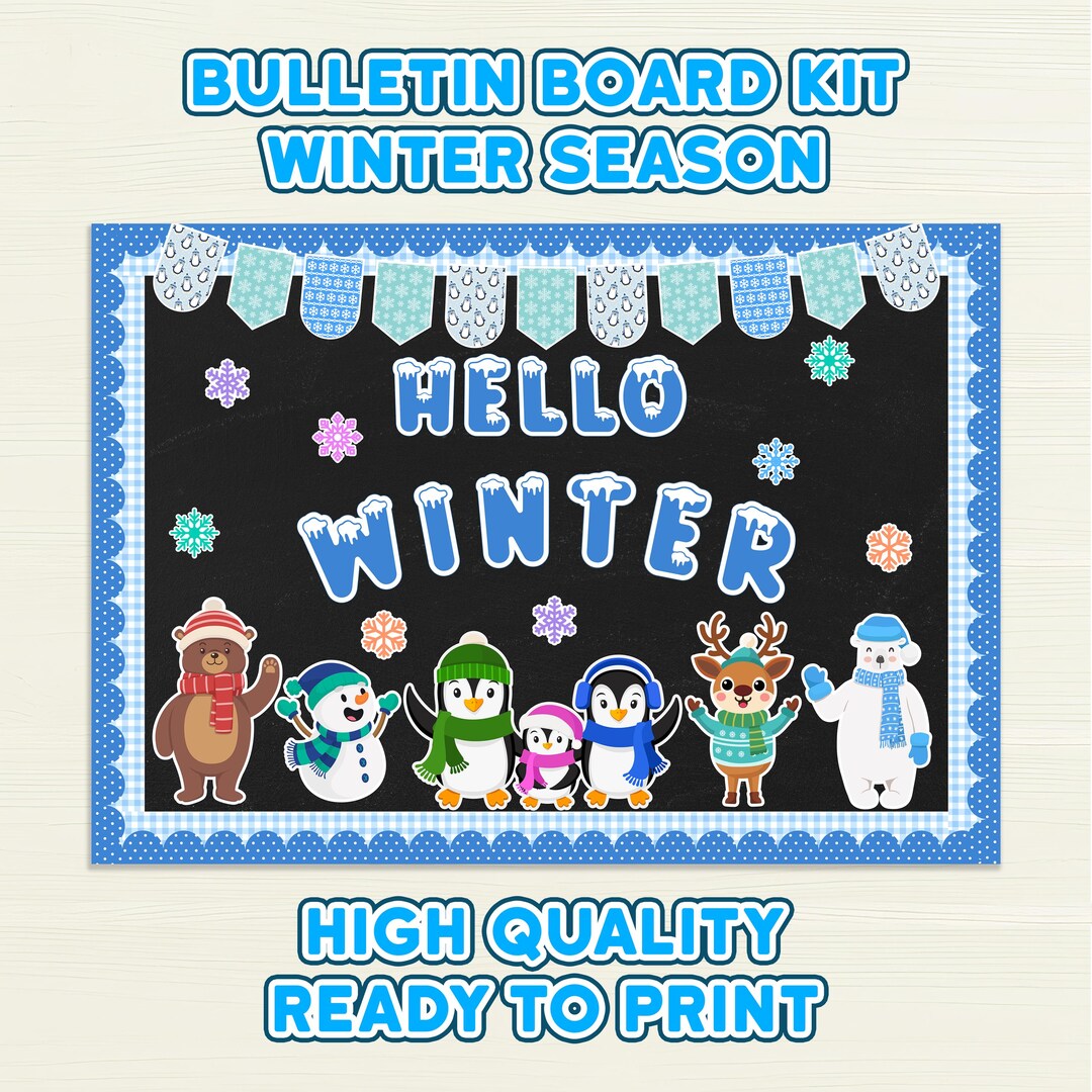 Winter Bulletin Board Kit: Penguin & Snowflake Classroom Decor (digital ...