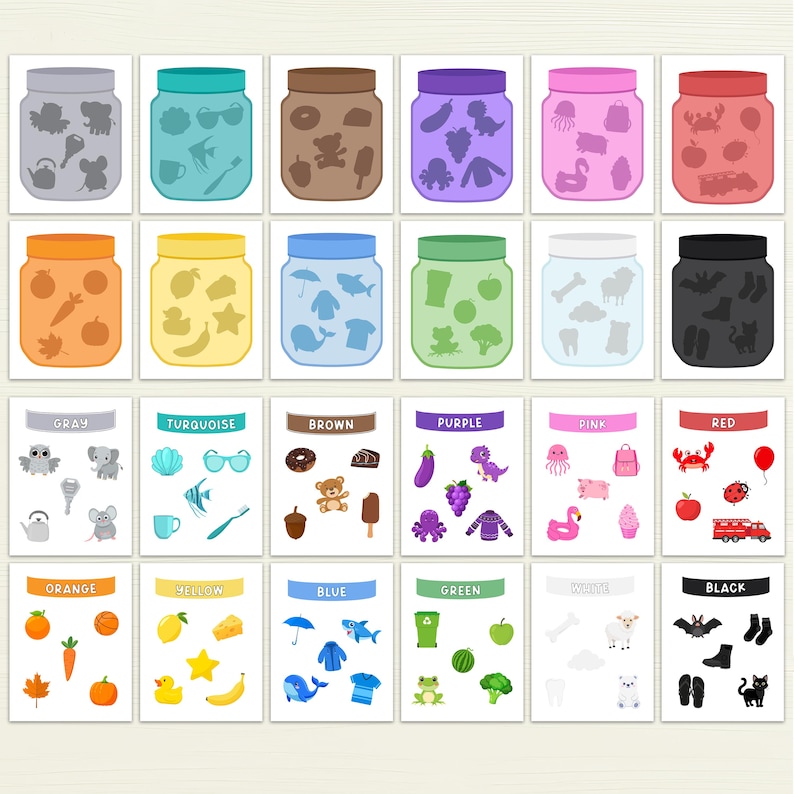 Matching Color Sorting Game | Printable Montessori Activity (JPG, PDF ...