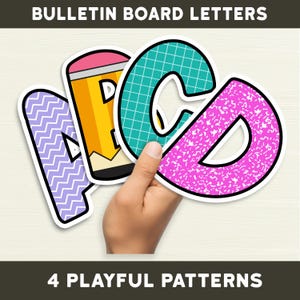 Playful Pattern Bulletin Board Letters: Classroom Decor (PDF Download A-Z, 0-9, Symbols)