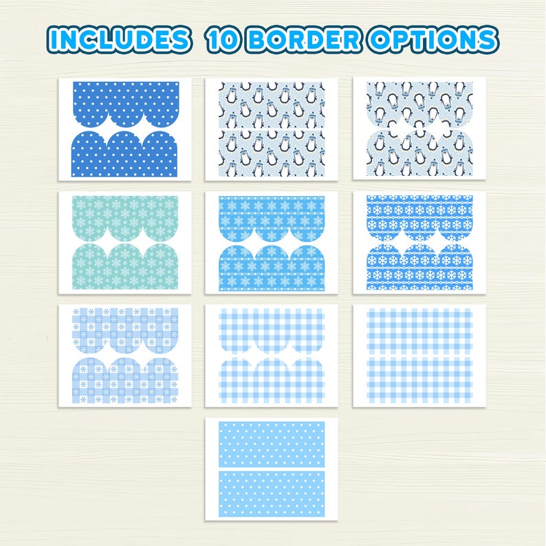 Print-ready winter bulletin PDF and JPG files with easy-cut outlines.