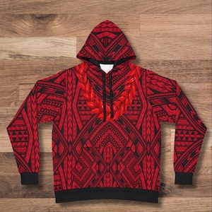 Samoan Ula Fala Hoodie: Polynesian Tribal Art