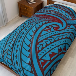 Big Wave Samoan Tribal Plush Blanket
