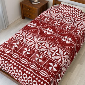 Tonga Designs Plush Throw Blanket, Polynesian Pattern Throw Blanket, Pacific Island Art, Family Home Comforts