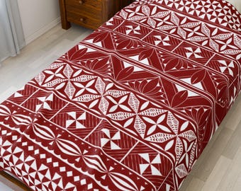 Tonga Designs Plush Throw Blanket: Polynesian Island Art