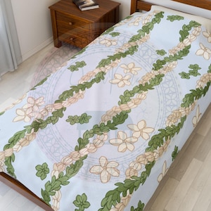 Pikake and Pakalana Plush Throw Blanket, Island Hawaiian Flowers