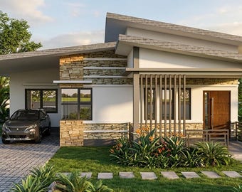 Grundrisse Haus Design mit Perspektive 3 Schlafzimmer und 2 T & B und 1 Garage