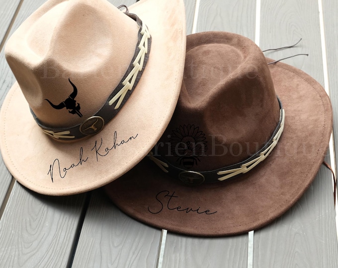 Personalized Burnt Hat, Carved Cowboy Hat, Floral Burnt Cowboy Hat, Party Cowboy Hat, Wide Brim Hat, Western Cowboy Hat, Carved Felt Hat