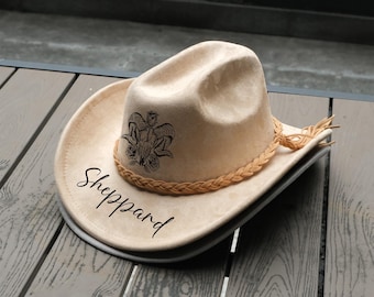 Custom Vegan Suede Fedora Hat: Personalized Engraved Name - Etsy display picture 2