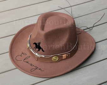 Chapéu de cowboy estilo faroeste, chapéu personalizado com efeito queimado, chapéu de aba larga entalhada, lembrancinha de festa, chapéu de cowboy para padrinho, chapéu de cowboy para festa, chapéu de cowgirl