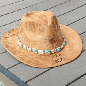 Bachelor Party Cowboy Hat, Personalized Cowboy Hat, Custom Logo Cowboy Hat, Burnt Cowboy Hat, Carved Wide Brim Hat, Western Cowboy Hat