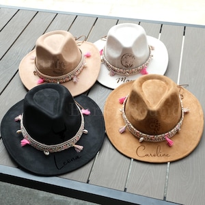 Wildflower Burnt Hat, Floral Carved Cowboy Hat, Bride Cowboy Hat, Party Cowboy Hat, Carved Felt Hat, Bohemian Hat, Western Cowboy Hat