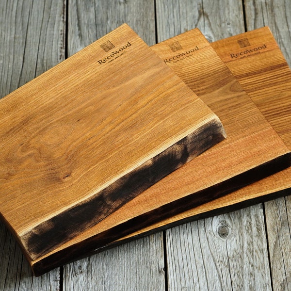 Japanese Pagoda Tree Wood Cutting Board with Charred Edges and Specialized Legs