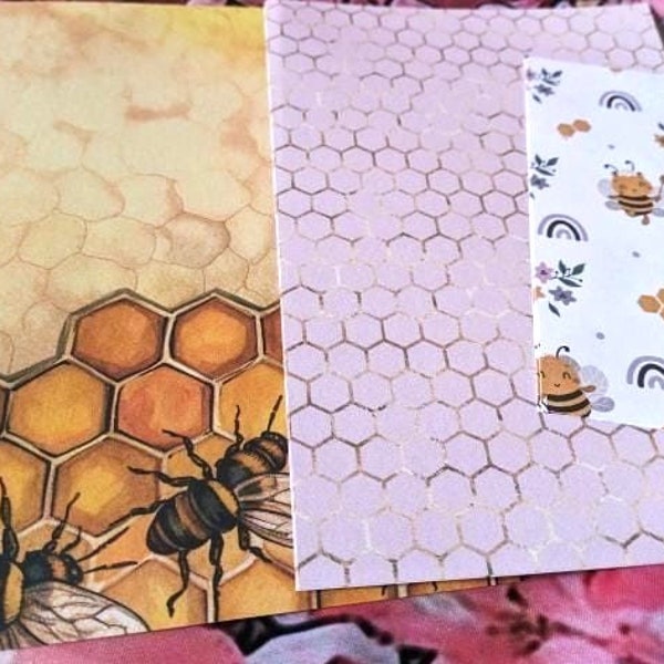 Fröhliches Bienentrio: 30 Blätter bedrucktes Papier für DIY-Projekte