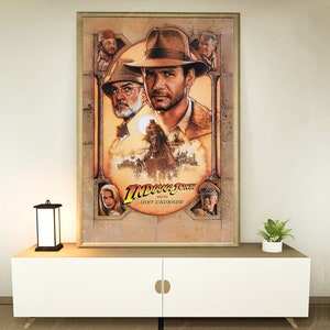 Pôster do filme Indiana Jones e a Última Cruzada (1989), Decoração para casa, Presentes para festivais, Decoração para escritório, Personalização de pôsteres