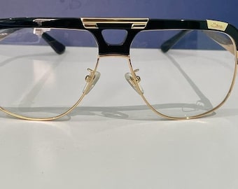 Vintage Cazal Brille Halbrahmen, Mod 986 Schwarz & Gold Cazal Brille Männer / Frauen, Geschenk für Vater, Geschenk für Mutter