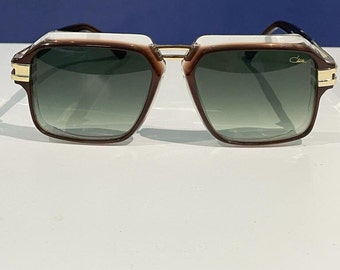 Vintage Cazal Sonnenbrille, Mod 6004 Grüne Linse Transparenter Rahmen Quadratische Brille Unisex Luxusbrille, Geschenk für Vater, Mutter, Ehemann, Bruder