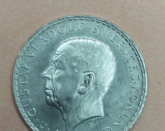 Coin, Sweden, Gustaf VI, 5 Kronor, 1966, AU, Silver,