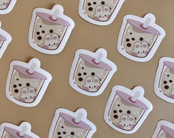 Pink boba bunny sticker