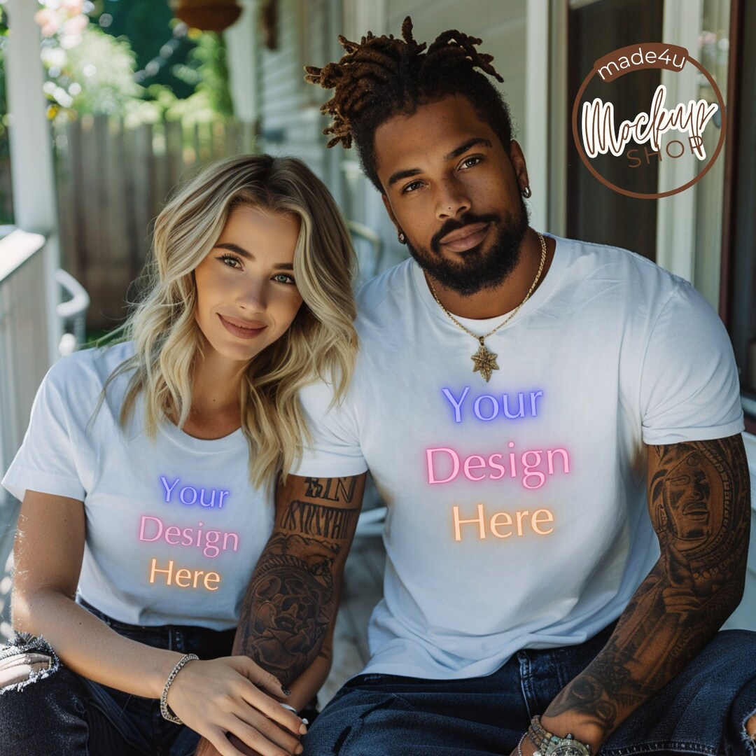 Couple Mockups, His and Her T Shirt Mockup, T-shirt Mockups, White ...
