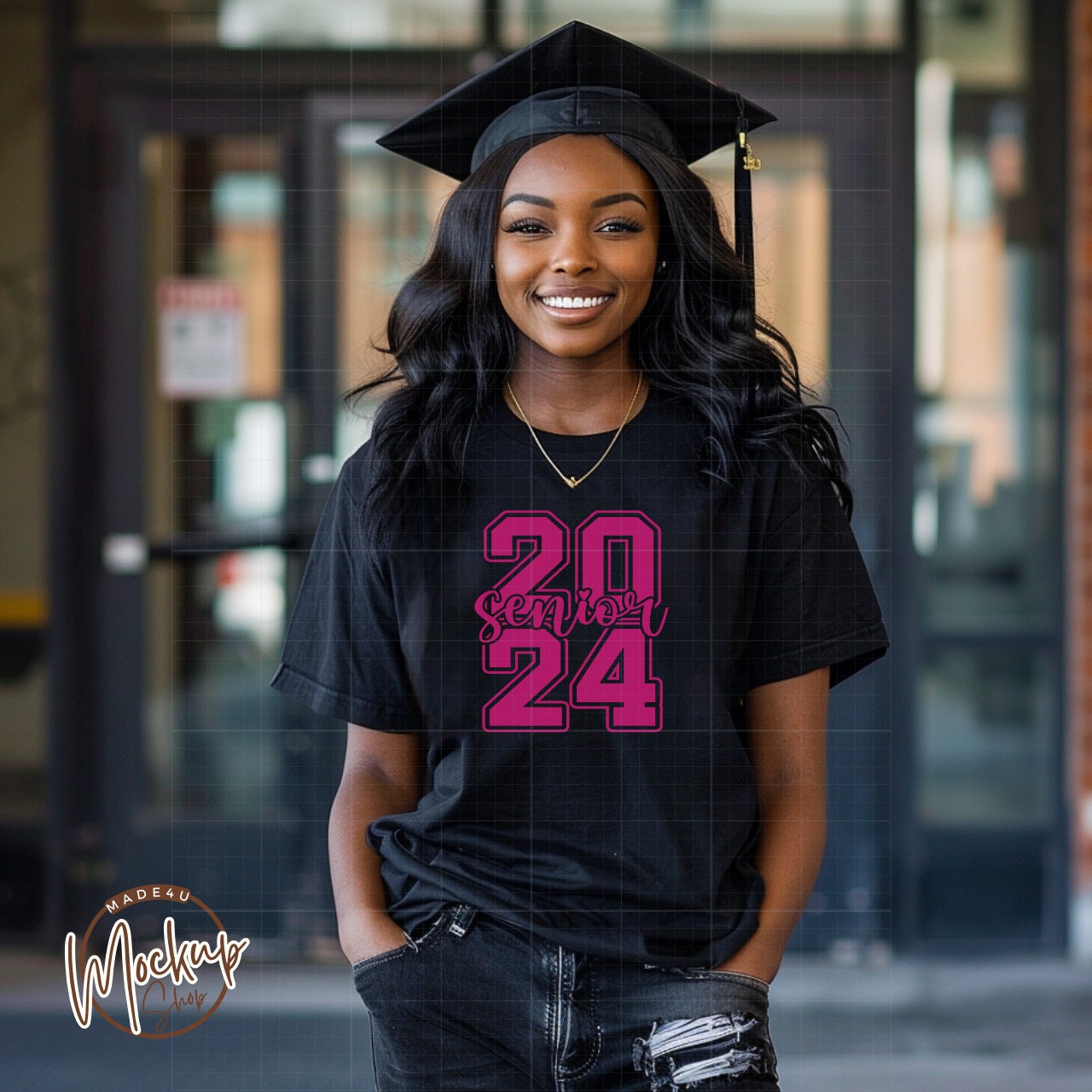 Graduated Model Graduation Shirt Mockup, Senior Female Graduate Model Mockup, African ...