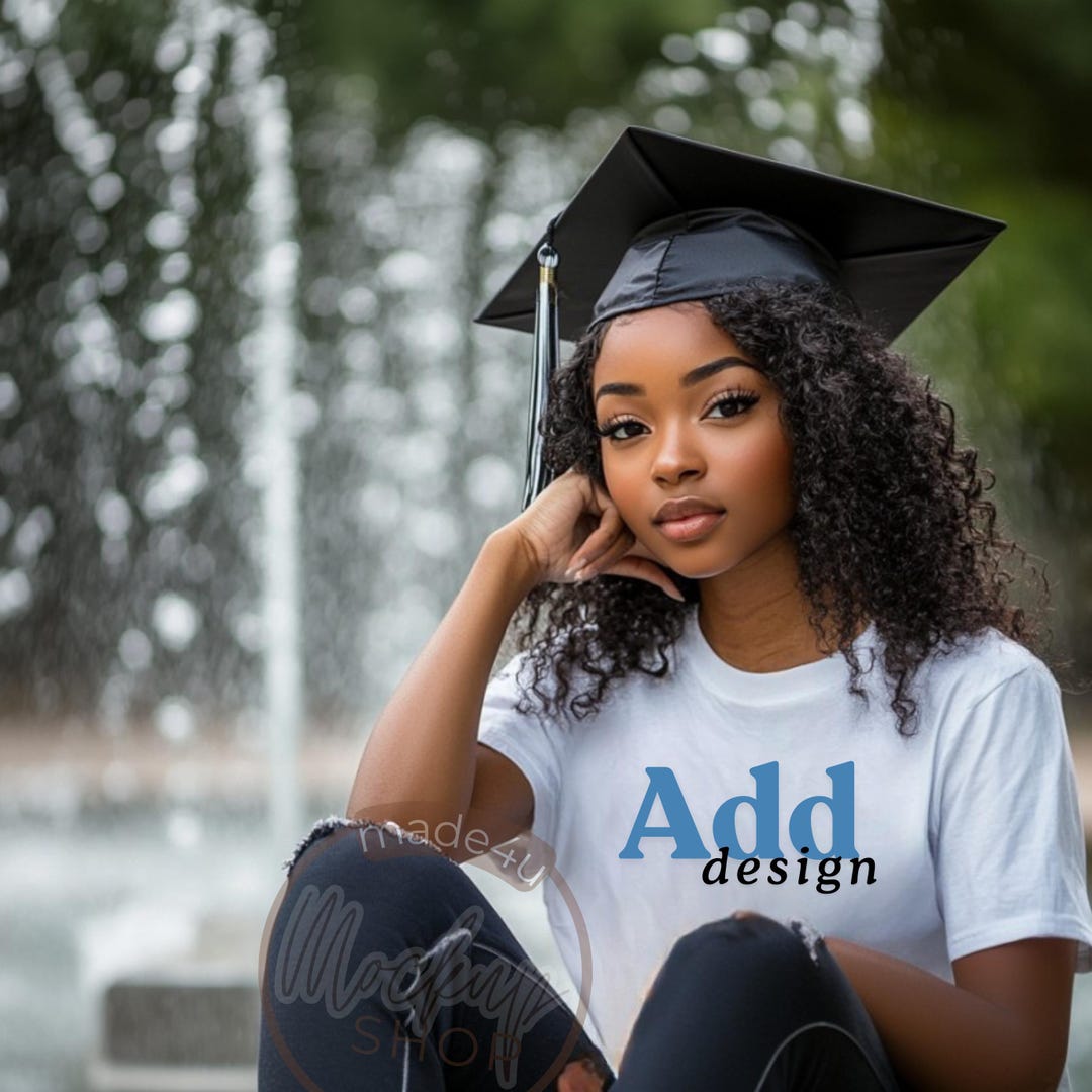Grad T-shirt Mockup, Female Grad Model, Senior Mockup, African American ...