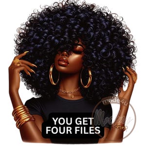 Beautiful Female Clip Art, Bold Afrocentric Digital Art, Black Woman Journal UV Dtf, Melanin Wall Decor Empowerment Art Print, Cup Clip Art