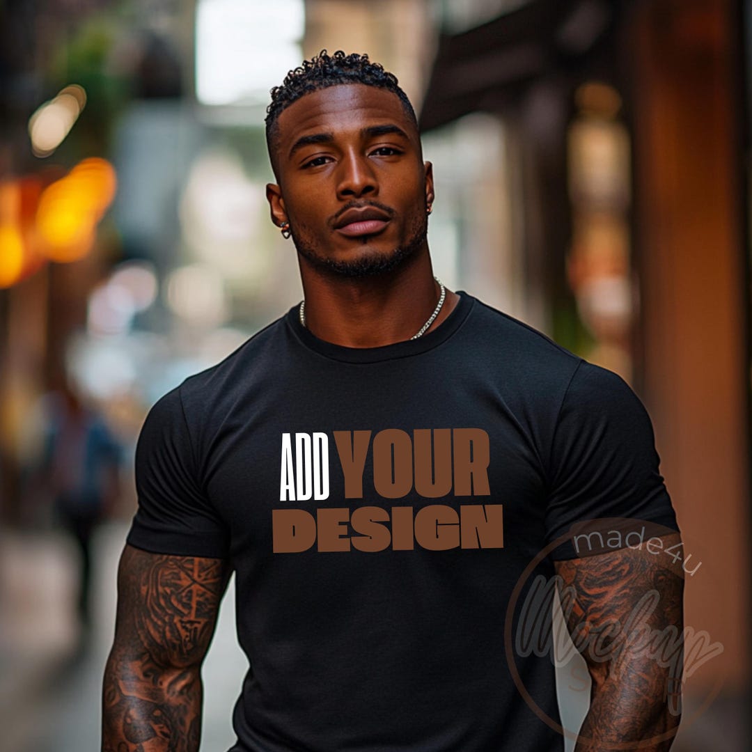 Afro American Man, Tshirt Template, Black Tee, Tshirt Model, Bella