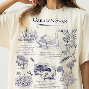 Comfort Colors Swan shirt, Floral Birdwatcher shirt, Minimalistic Goth shirt, Swan Academia, Gift for her Oversized t-shirt plus size tee 3x