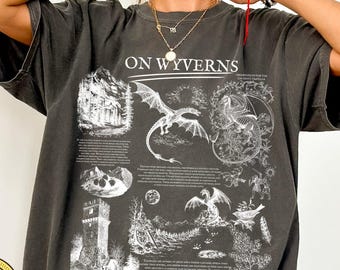 Bestiary Wyvern Comfort Colors T-shirt Medieval Core Wyvern Goblincore Dragons Flying Shirt Dragon Fantasy Lovers Gift Aesthetic Illustrated