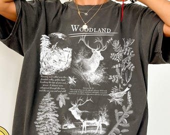 Retro Elk T-shirt Fall Hunter Scene Sweater 90s Bull Forest Nature Outfit Americana Nostalgia Elk Sweatshirt Biology Illustrated Nature