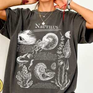 Retro Nautilus Comfort Colors T-shirt, Chambered Nautilus Shirt, Ocean Lovers Gift, Y2K Granola Aesthetic  Shell Illustrated Marine Biology
