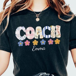 Patch Look Personalized Coach Comfort Colors Shirt, Custom Cheer Coach Shirt, Coach Name Shirt, Coach Game Day Shirt, Team Gift, Coaches 4xl
