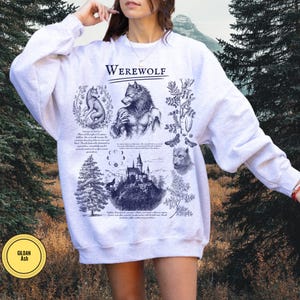 Bookish Werewolf Comfort Colors Shirt, Gothic Folklore Tee, Dark Academia Werewolf Shirt, Halloween Wolf Lover Gift, Cottage Gothic Tee image 4